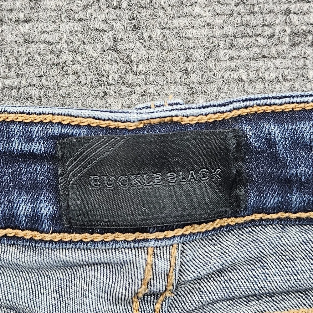 Buckle Black Ankle Skinny Jeans Womens Size 26 Blue Fit No 53 Frayed Hem Denim - Picture 3 of 9